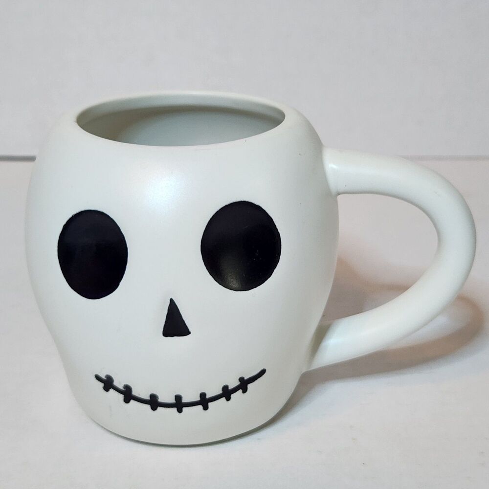 Target Spritz Skeleton Skull Mug Halloween White Stoneware 12 oz Figural Cup